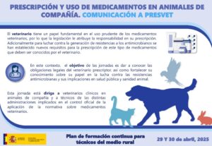 Jornadas del MAPA sobre prescripción y uso de medicamentos en animales de compañía, 29 y 30 de abril